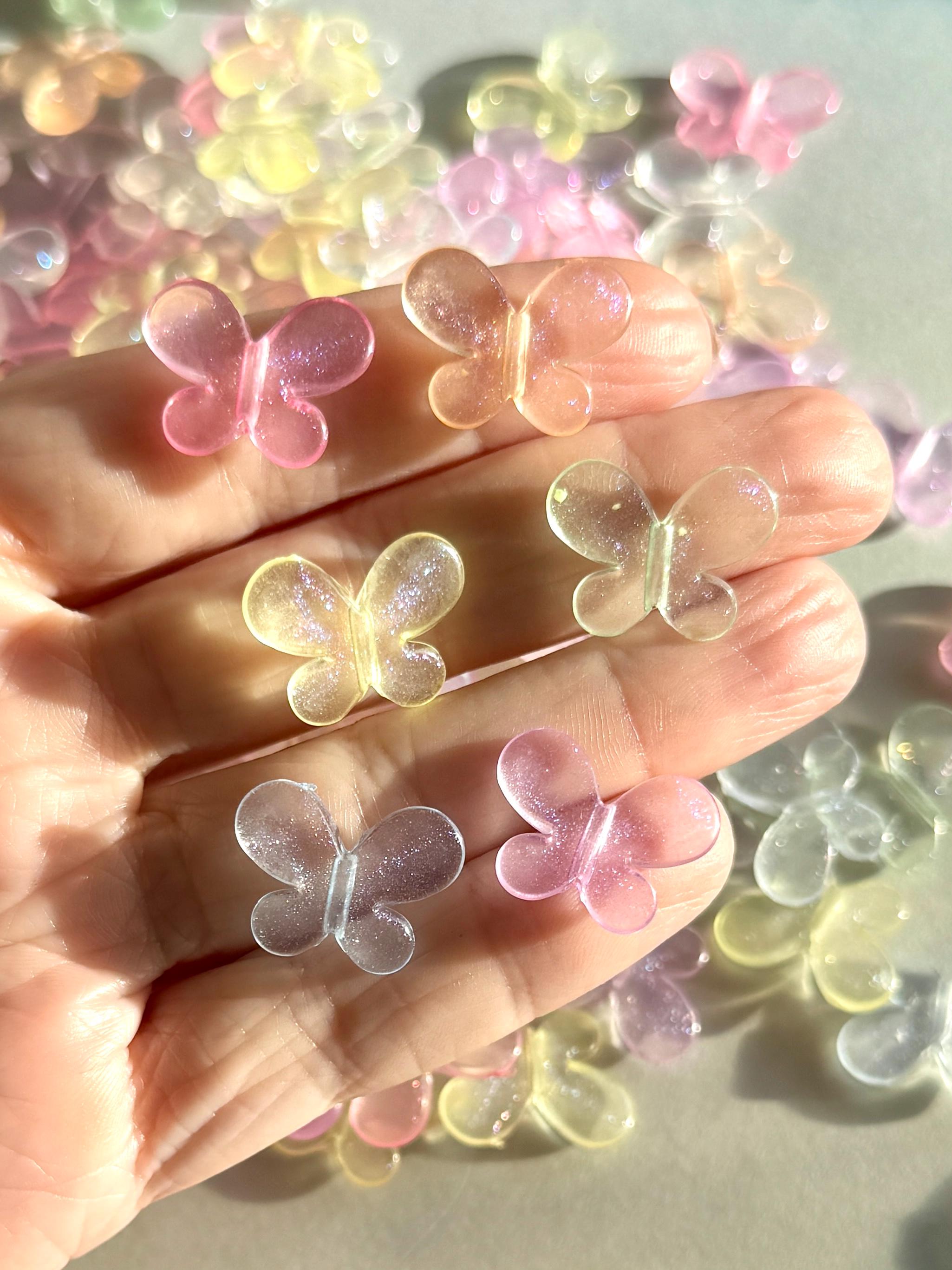 Glitter Butterfly Beads, 40 pcs, Acrylic, 15mm