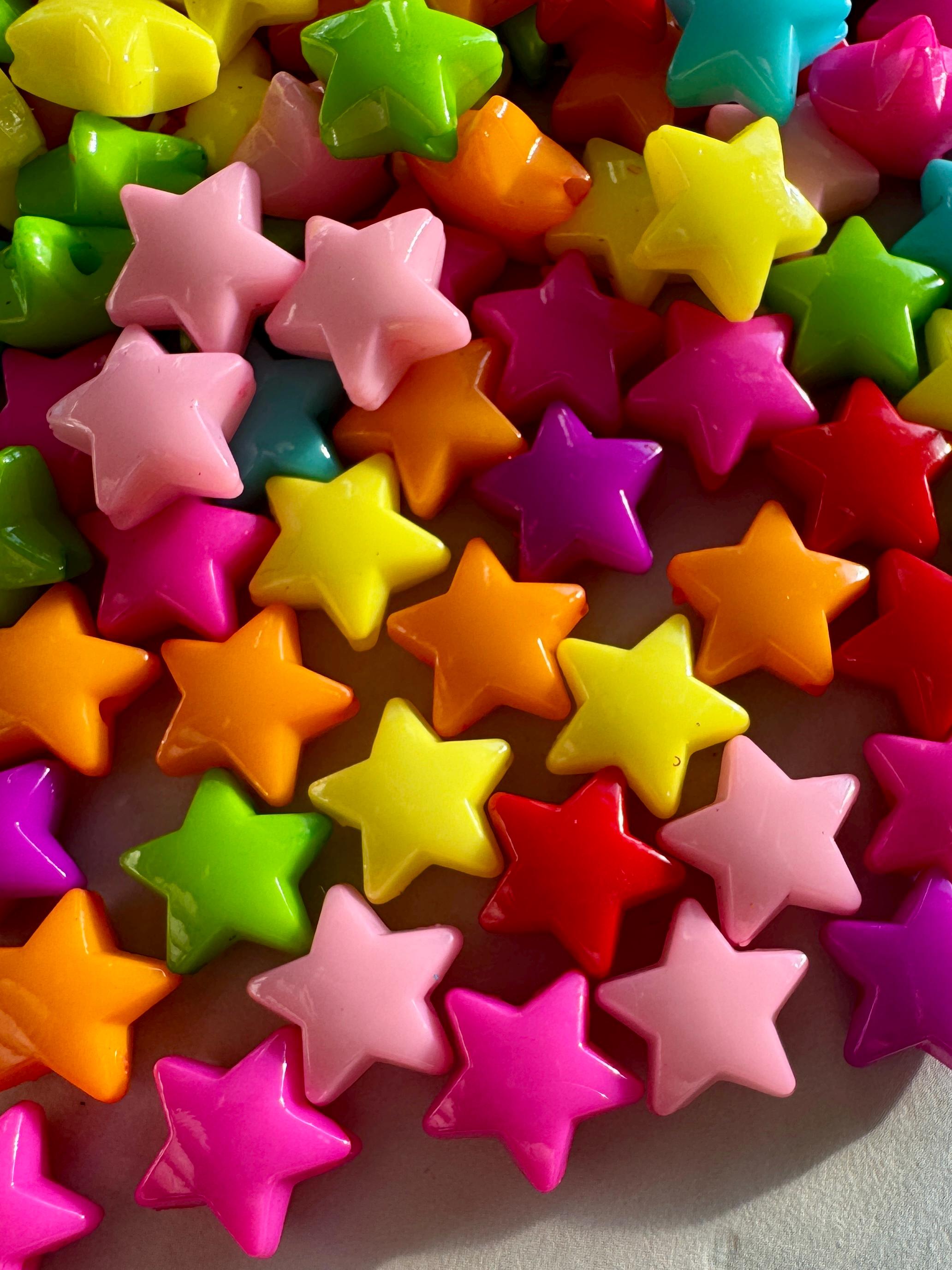 Bright Star Beads, 12mm, Hole: 2mm for Kandi, Crafts, Necklaces, DIY Jewelry, 50 pcs