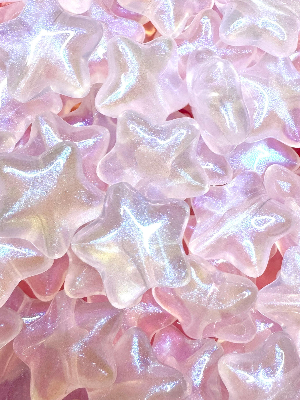 10 pcs Big Glitter Star Beads, Acrylic, 19mm, Hole: 2mm