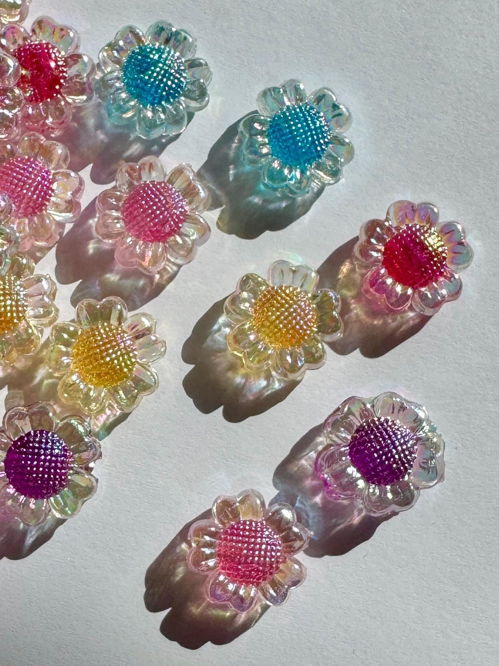 Sunflower Beads, Acrylic, AB Bead in Bead, Mixed Colors, 16mm, Hole: 2mm, 10 pcs