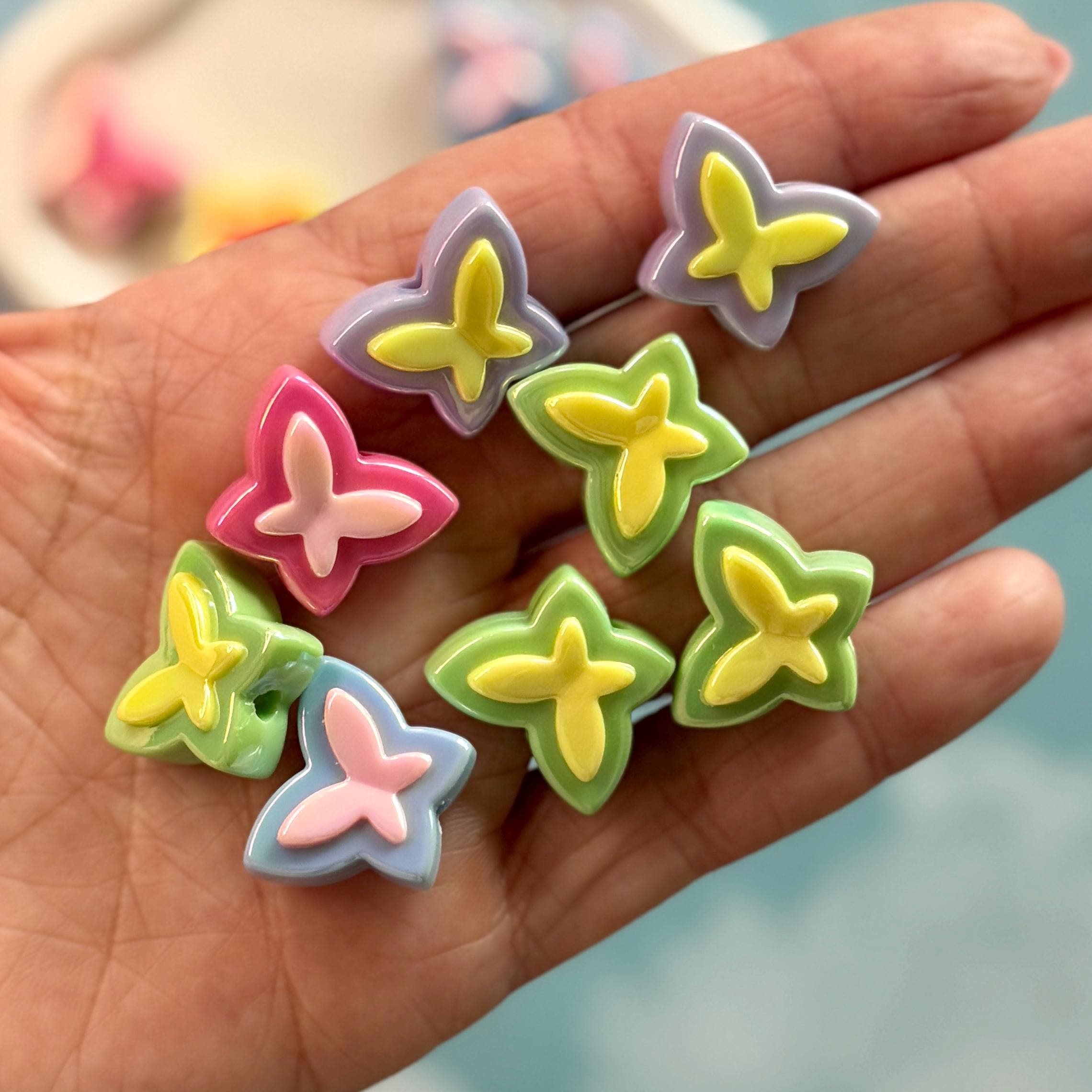 UV Coated Two-Tone Butterfly Beads, 16mm, Hole: 3mm, 20 pcs
