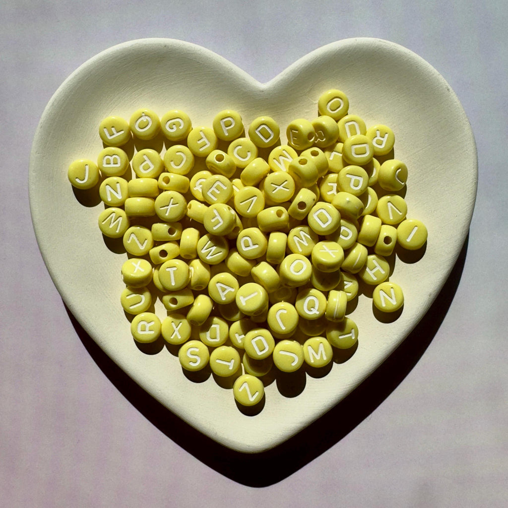 Butter Yellow Alphabet Beads 7x4mm: DIY Jewelry, Kidcore Crafts