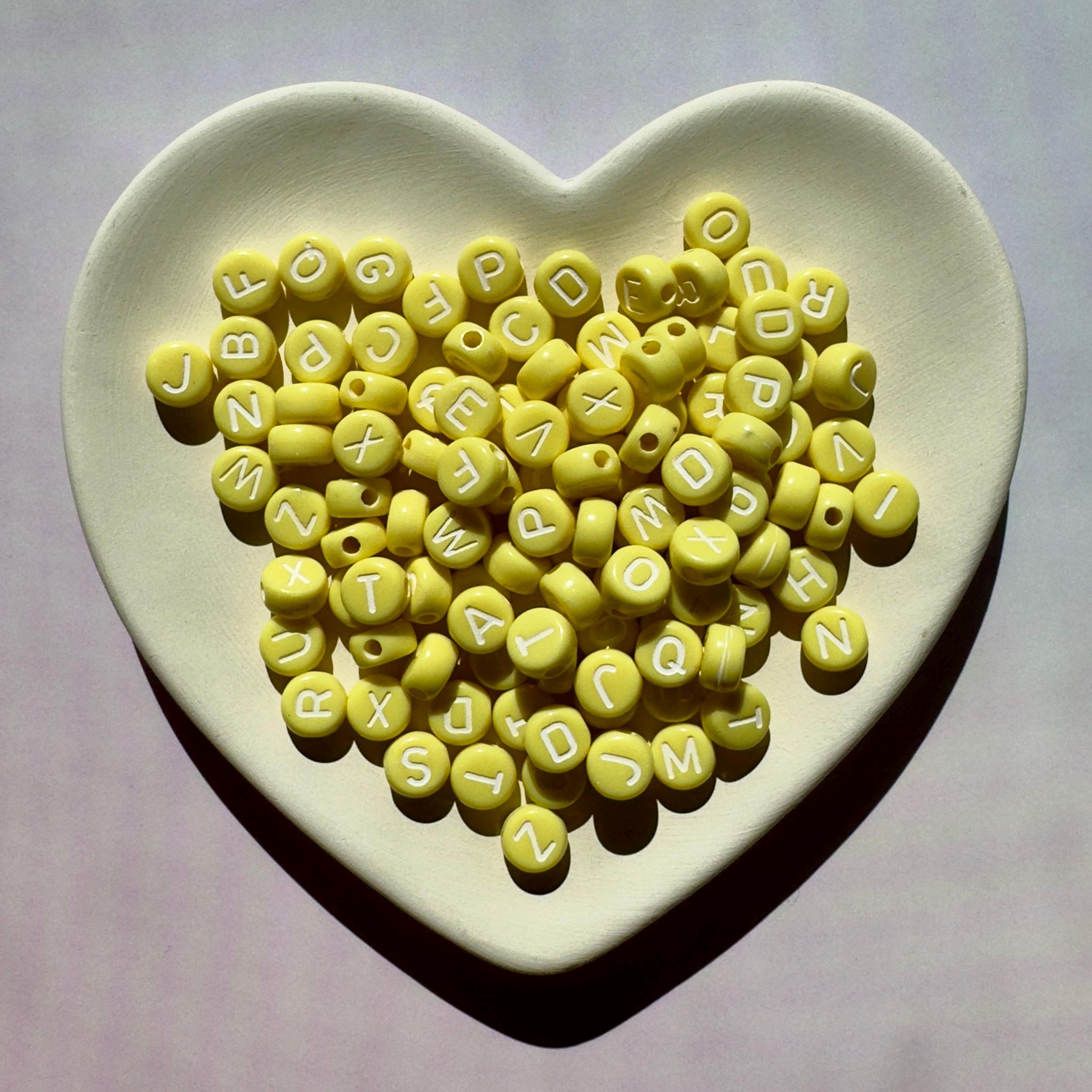 Butter Yellow Alphabet Beads 7x4mm: DIY Jewelry, Kidcore Crafts