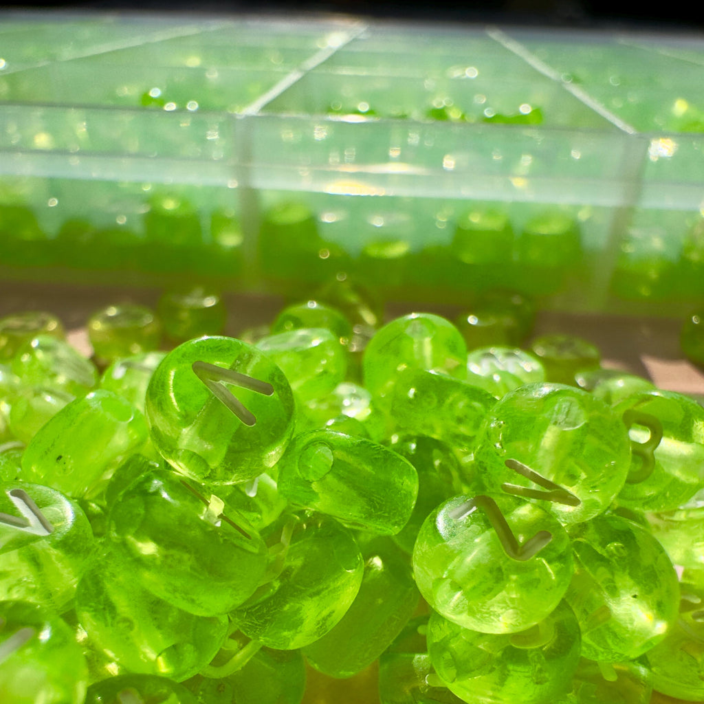 Alphabet Bead Kit (2600 pc): Translucent Green Acrylic Beads for Kandi + DIY Crafts