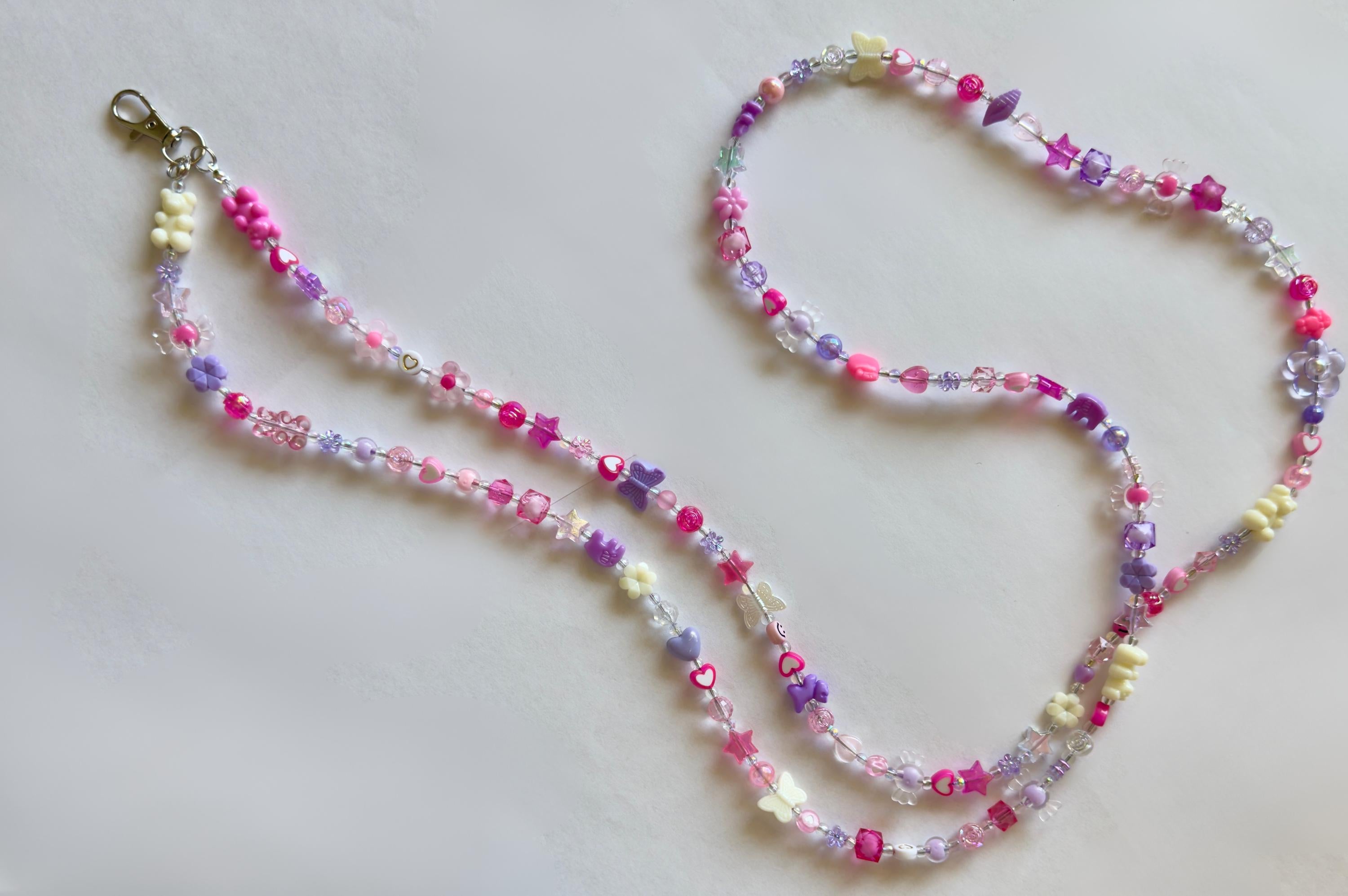 Custom Beaded Phone Strap: Y2K Kandi Kidcore Crossbody, 27"