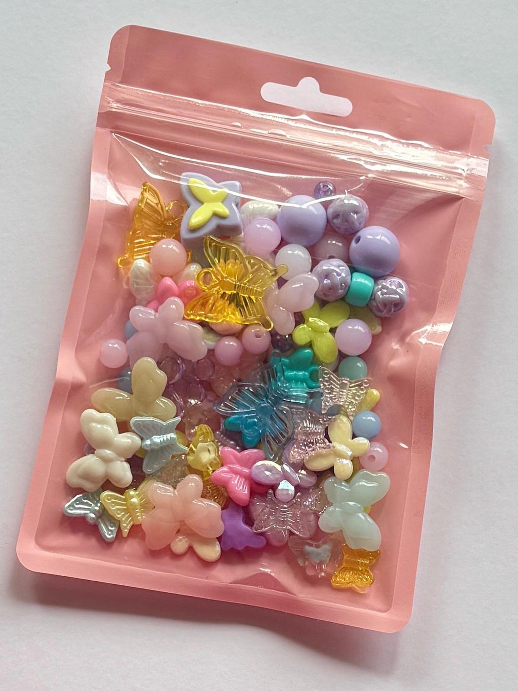 Butterfly Bead and Charm Mix, Acrylic, Pastel Y2K Bead Set, 100 pcs