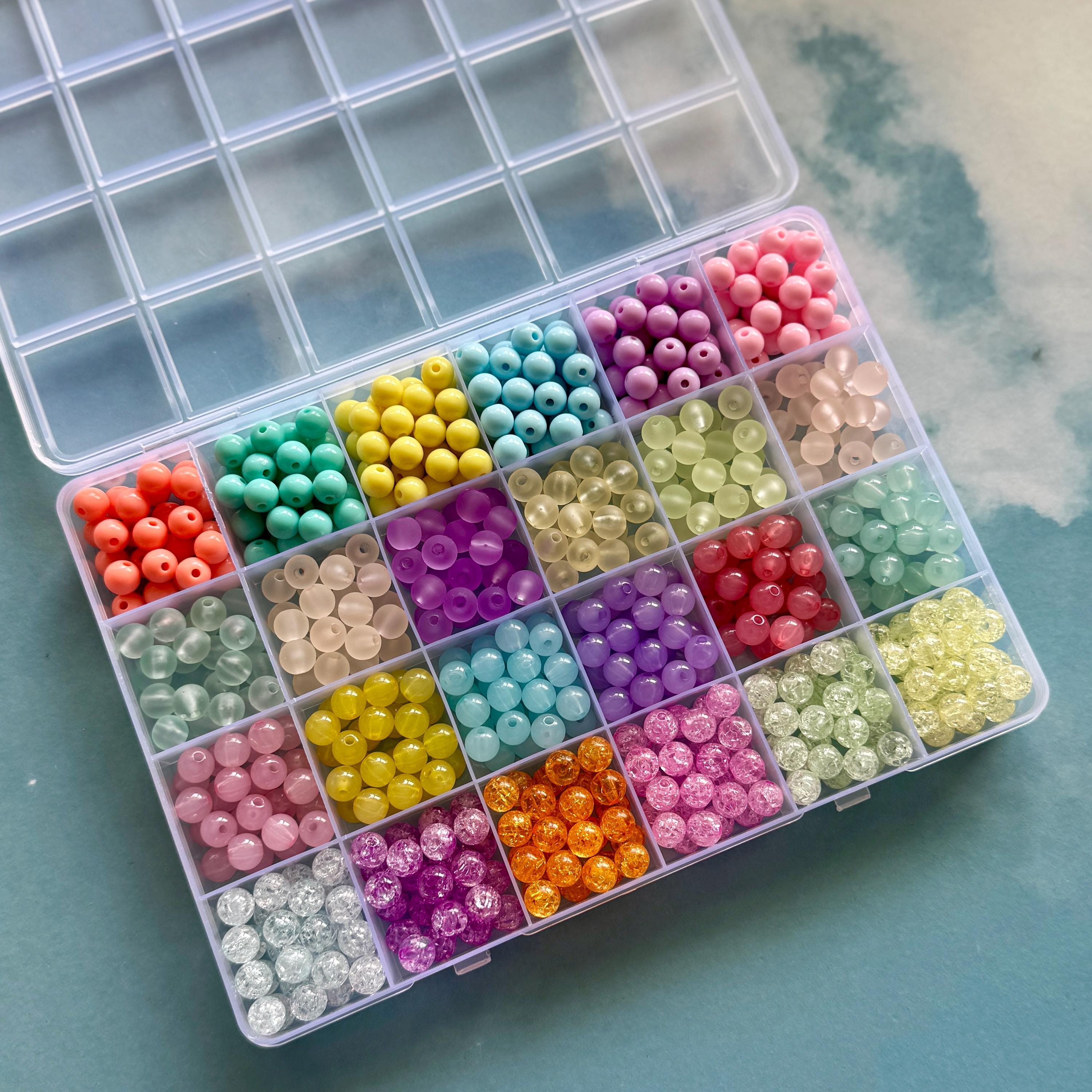 8mm Acrylic Bead Box, Rainbow Colors, 600pcs