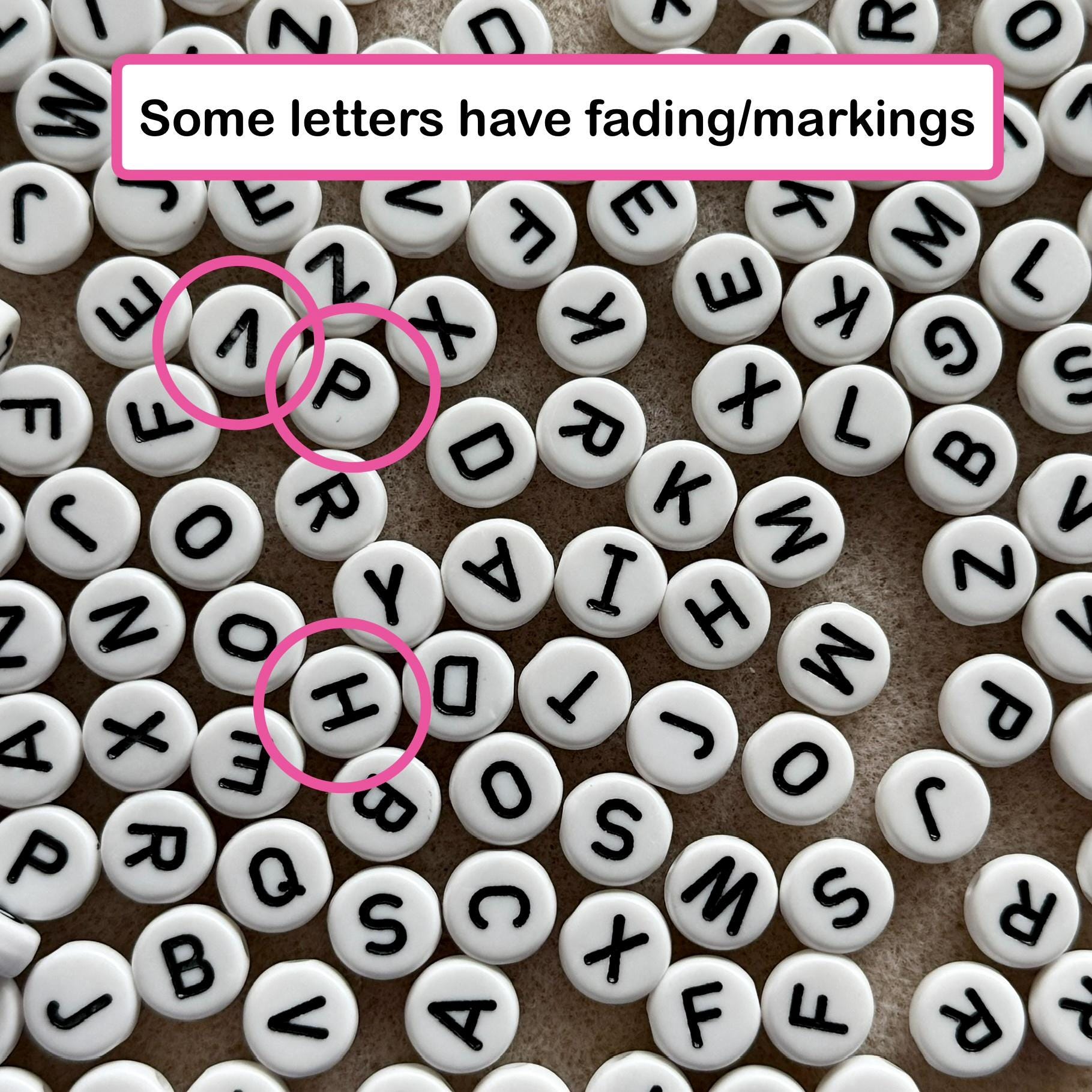 Large White Acrylic Letter Beads, 9.5mm, DIY Pet Collars, Kandi