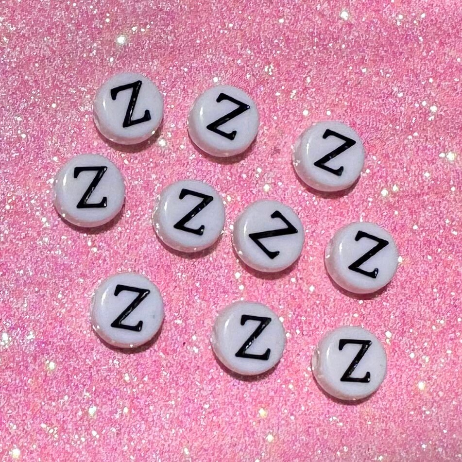 100 Greek Letter Beads: 7mm White Zeta "Z" Beads