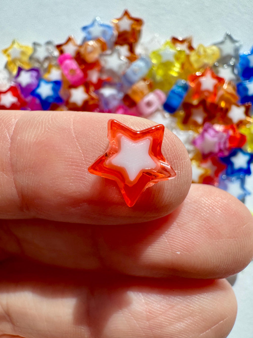 Star Beads, Bead in Bead, Mixed Colors, 9x10x4mm, Hole: 2mm, 50 pcs