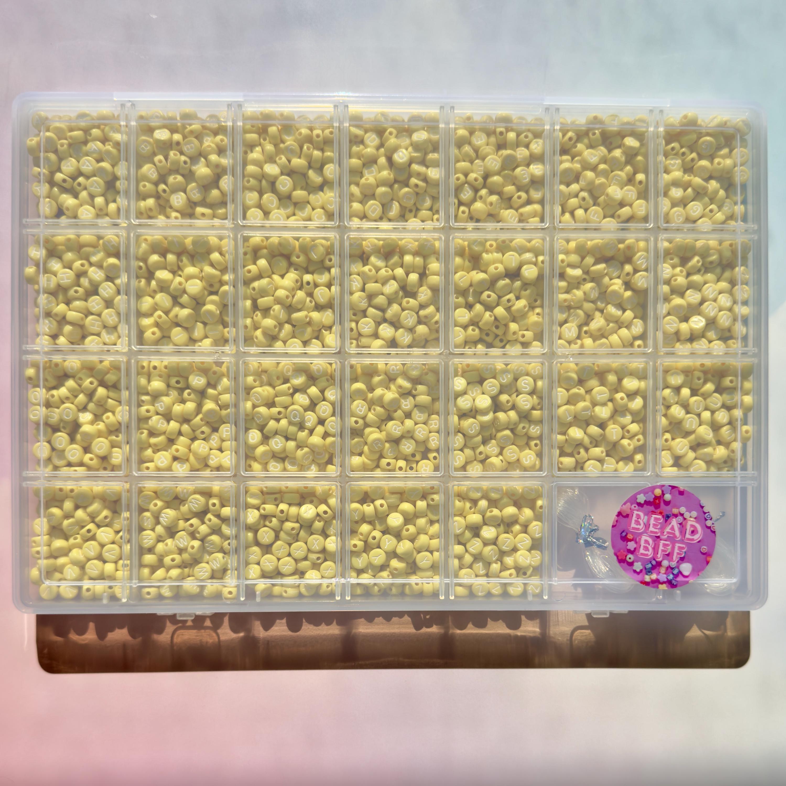 Butter Yellow Alphabet Beads 7x4mm: DIY Jewelry, Kidcore Crafts