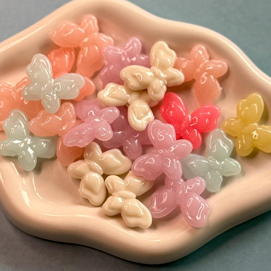 Jelly Butterfly Beads, 17.5mm, Hole: 1.6mm, 30 pcs