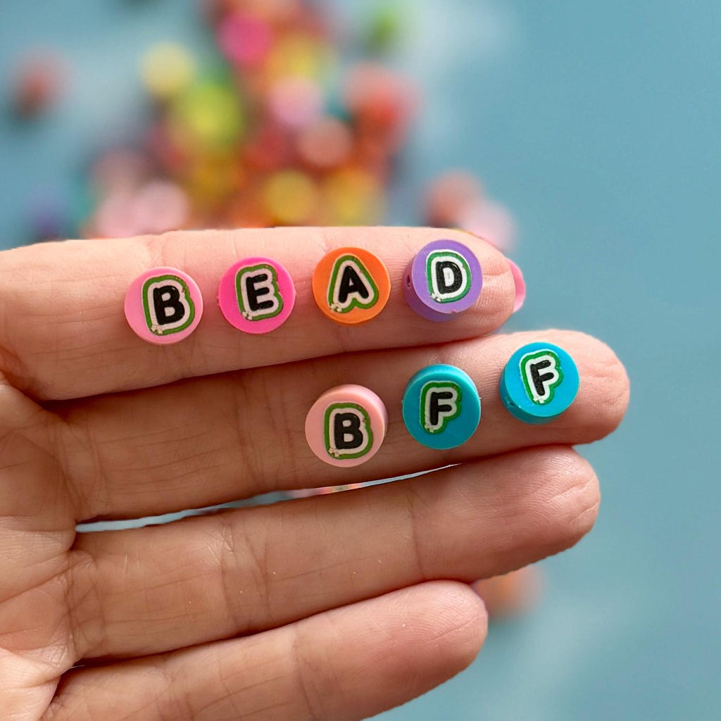 Colorful Polymer Clay Letter Beads, 10mm, Kandi Crafts, A-Z Set, 26 pcs