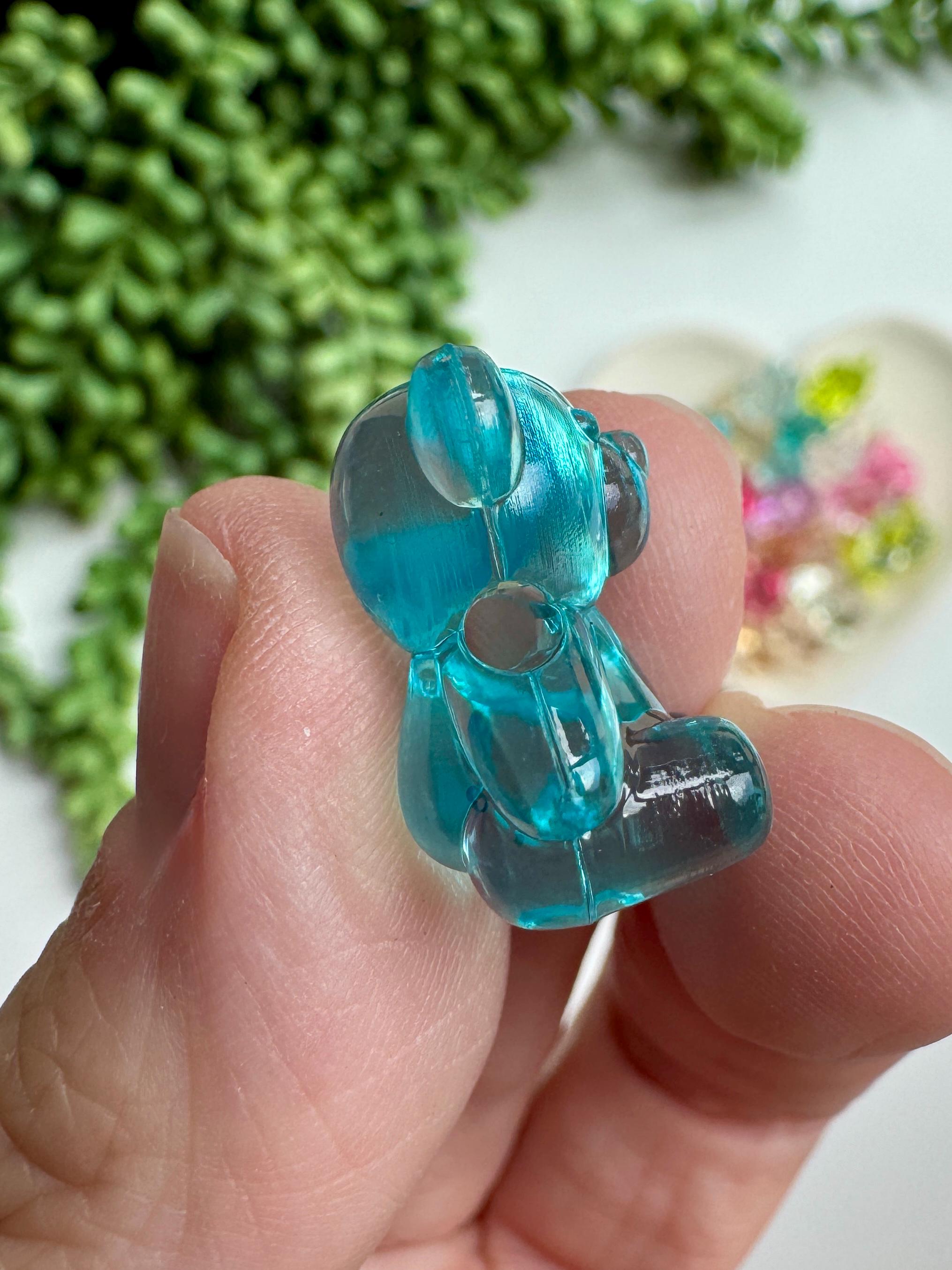 20 Transparent Bear Beads, Acrylic, Side Drilled Beads, Mixed Colors, 18.5x16x11mm, Hole: 2.5mm