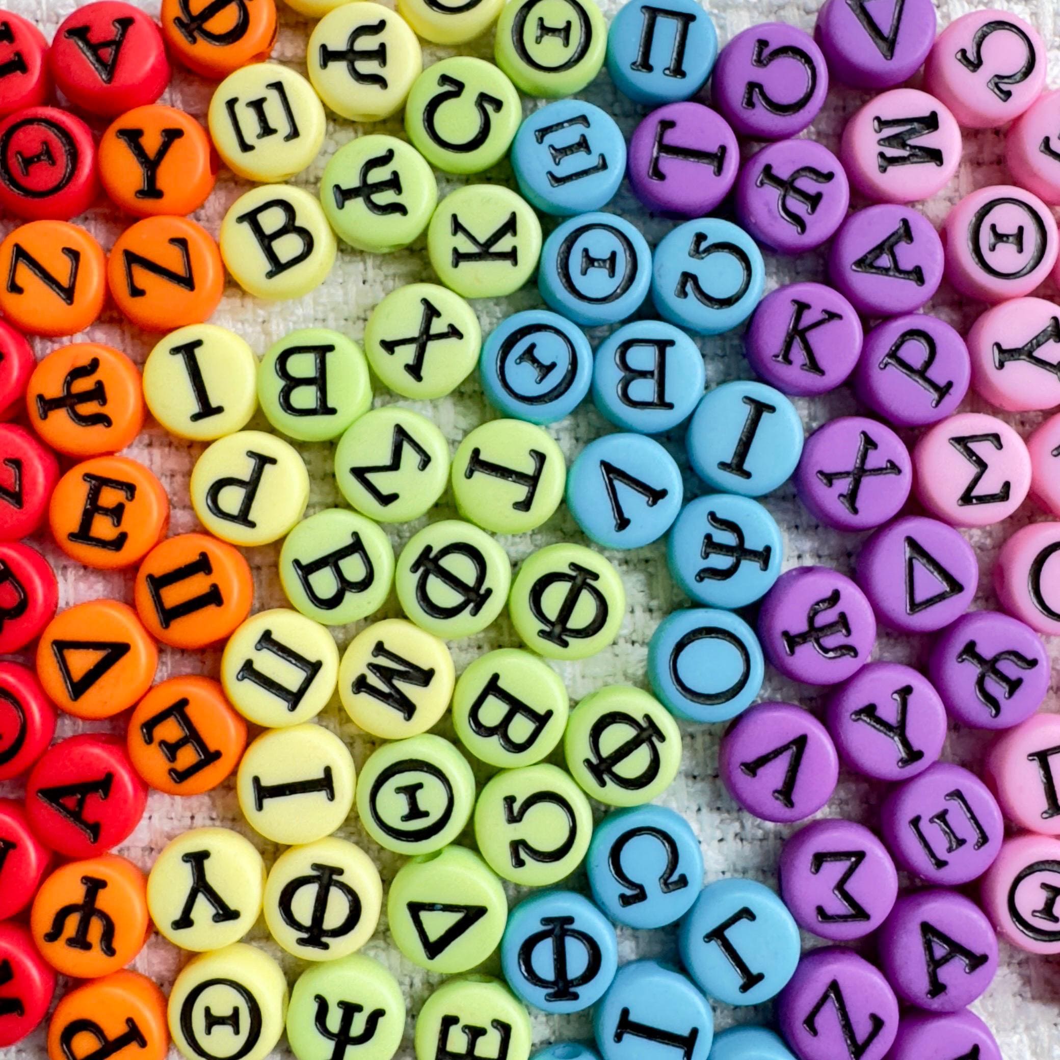 Colorful Greek Letter Beads: Sorority Fraternity DIY Bracelets (7x4mm, 10pcs)