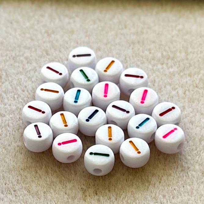 Colorful Exclamation Point Beads, 10 pcs, 7x4mm, 1.8mm hole