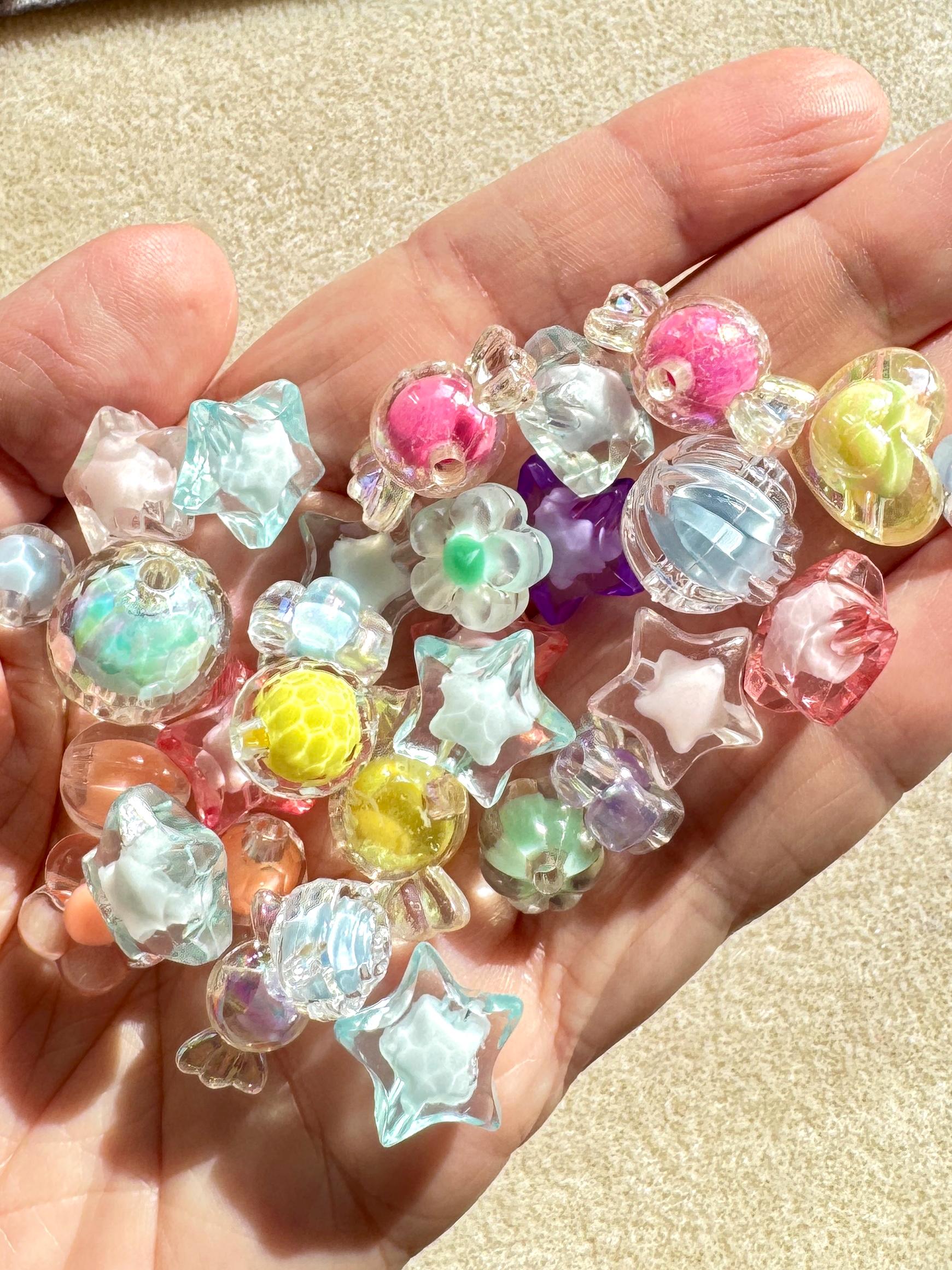 Kawaii Pastel Acrylic Bead Mix, Kandi Jewelry Making