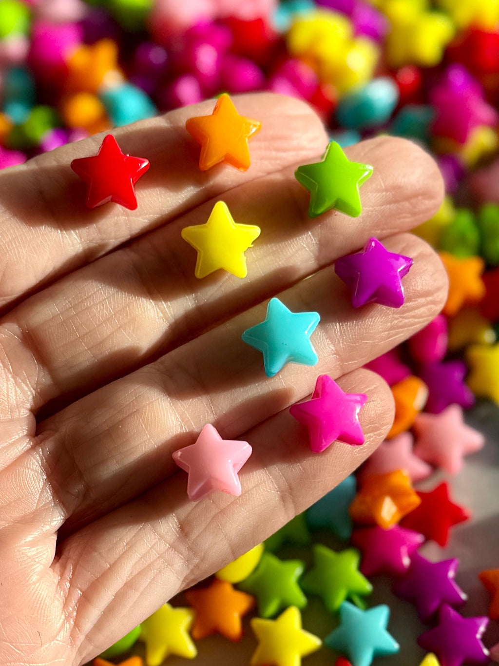 Bright Star Beads, 12mm, Hole: 2mm for Kandi, Crafts, Necklaces, DIY Jewelry, 50 pcs