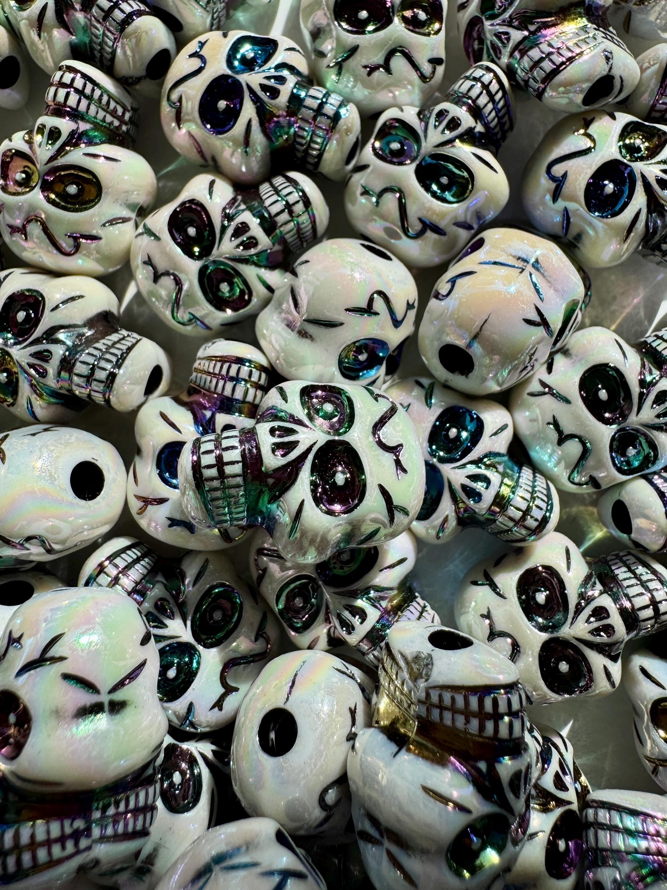 10 Pieces 23mm Skull Beads, Hole: 3.8mm for Spooky Rave DIY Jewelry
