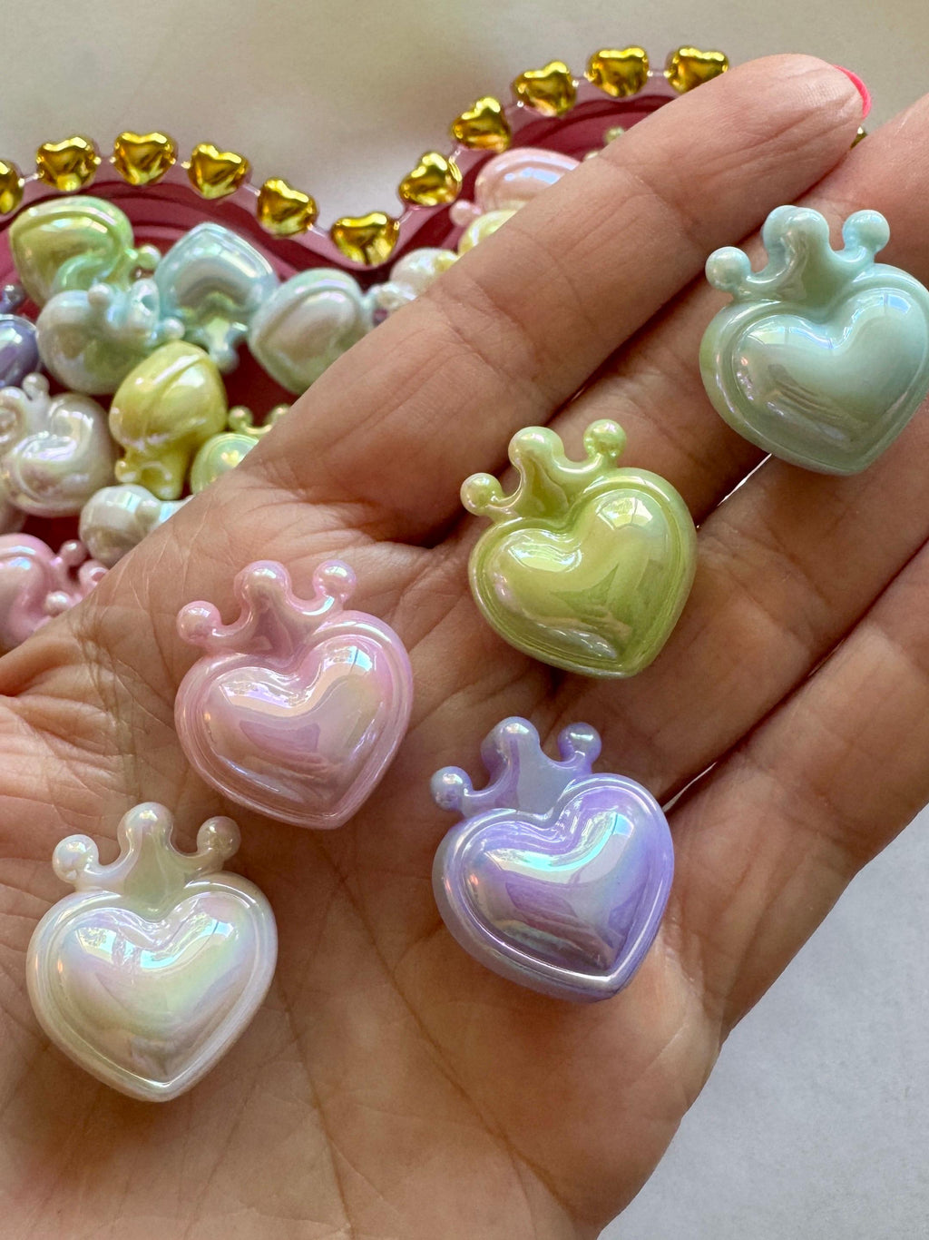 Heart Crown Beads, 24.5mm, Hole: 2mm