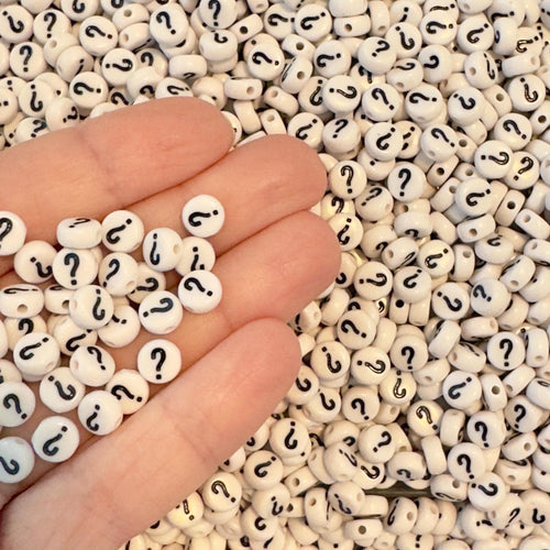 100 White Acrylic Exclamation Point Beads: 7mm DIY Jewelry