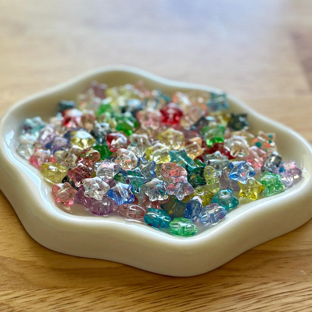 100 pcs Acrylic Star Beads, Speckled Paint, 9.5mm, hole: 1.5mm