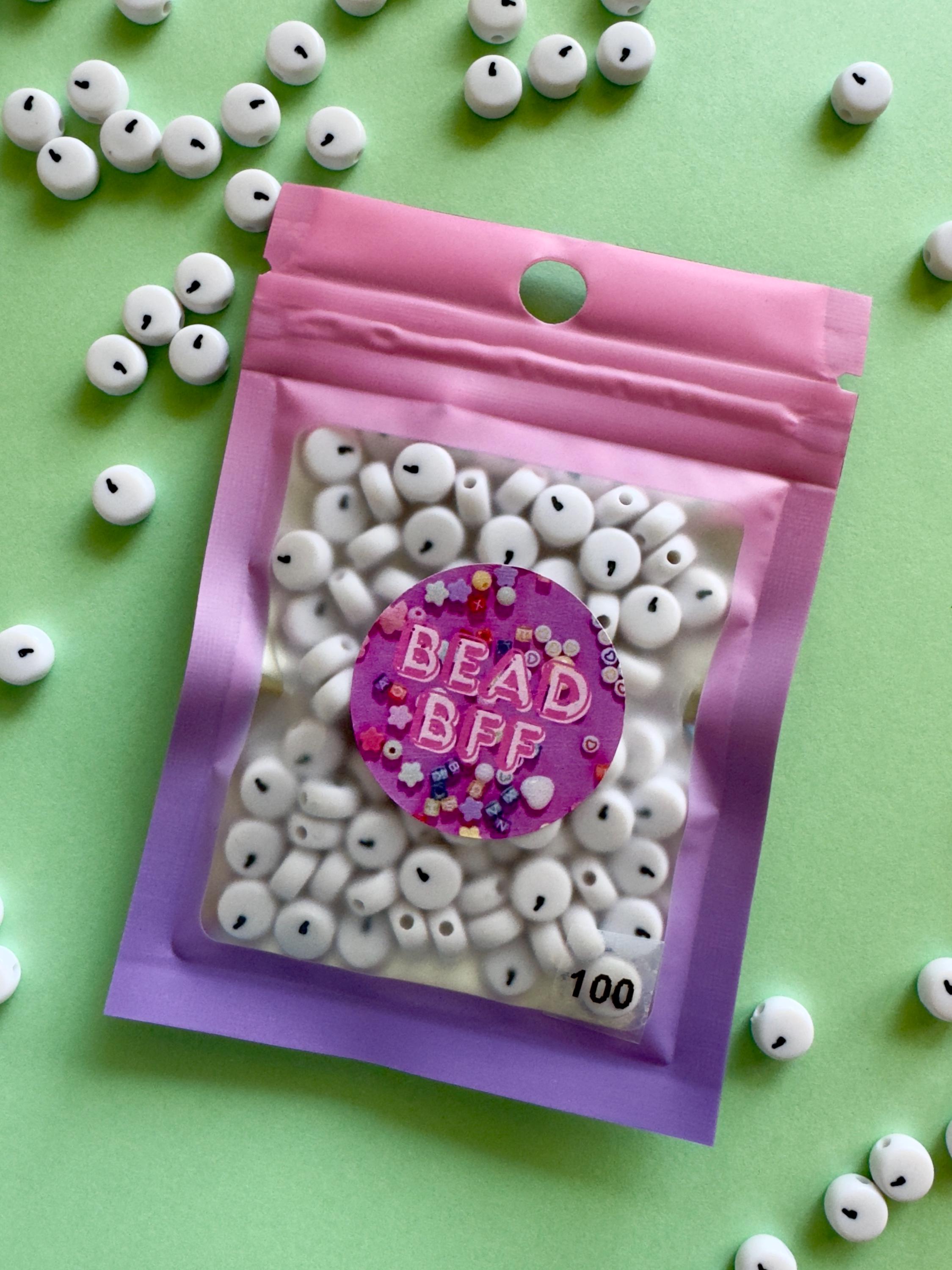 Comma Punctuation Beads: White Acrylic DIY Jewelry (7x4mm)