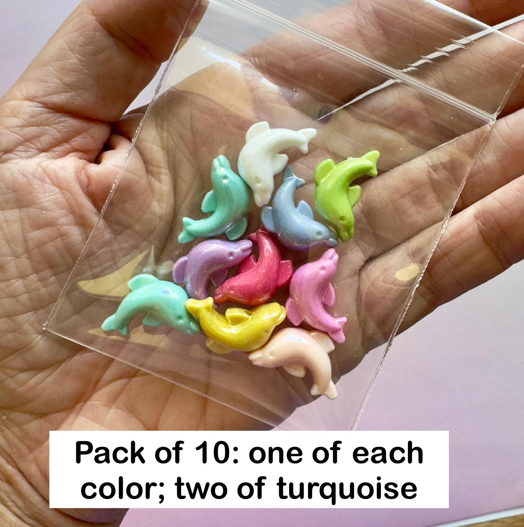 Iridescent Dolphin Beads: AB Finish Acrylic Charms for DIY Crafts