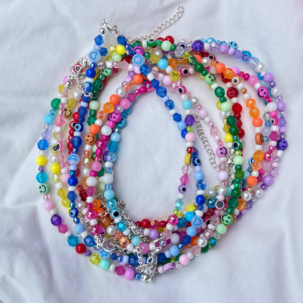 Fun Y2K, 90s, 2000s Beaded Plastic Choker Necklace, Goodie Bag Jewelry