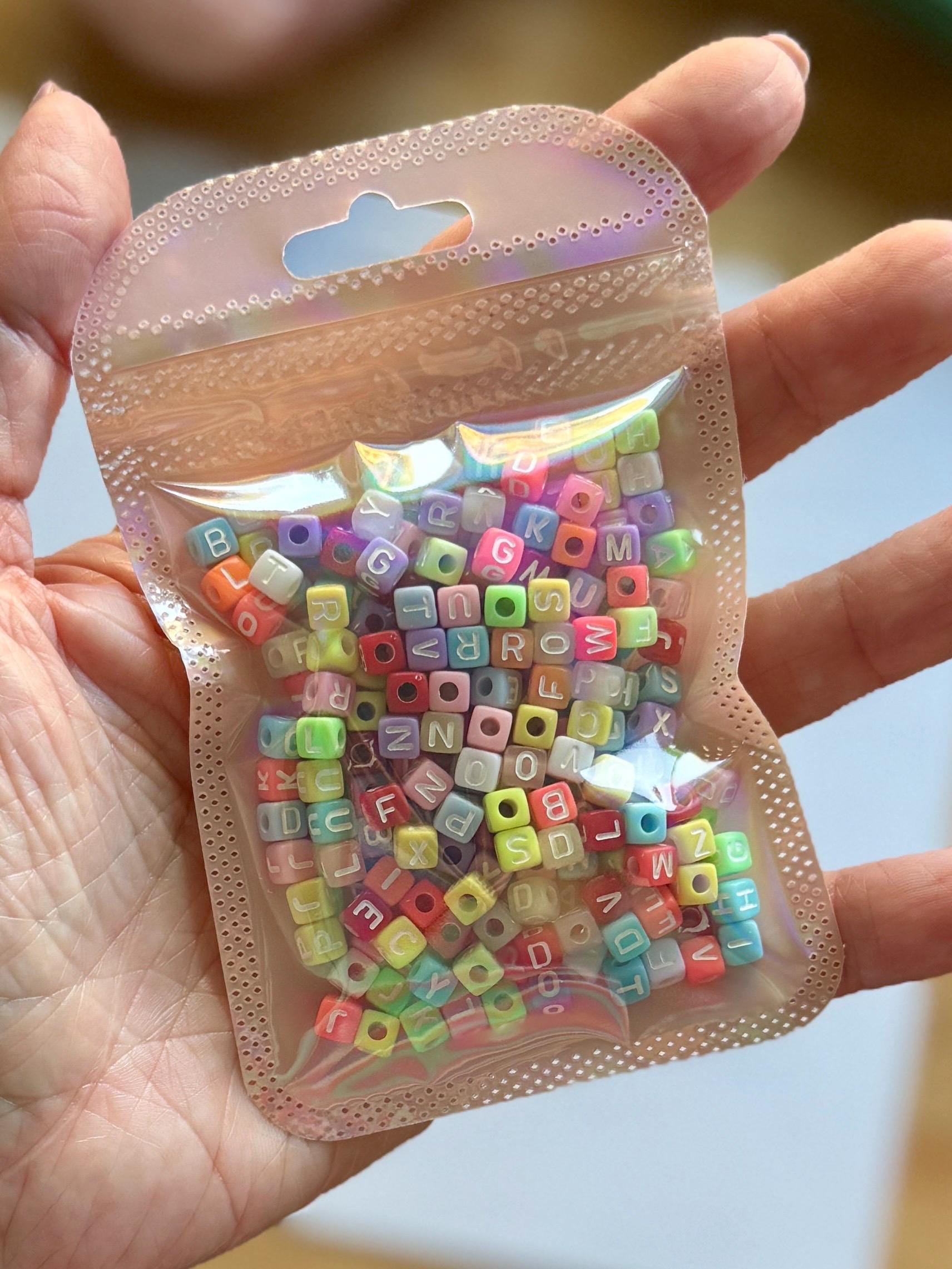 Tiny 4mm Cube Letter Beads, Hole: 2mm for DIY Kandi, Kids, Crafts