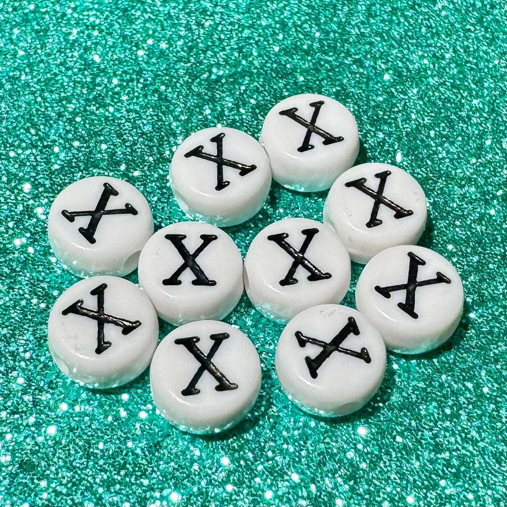 Chi - Greek Letter Beads: 7mm White Acrylic, DIY Sorority Bracelet, 100 pc