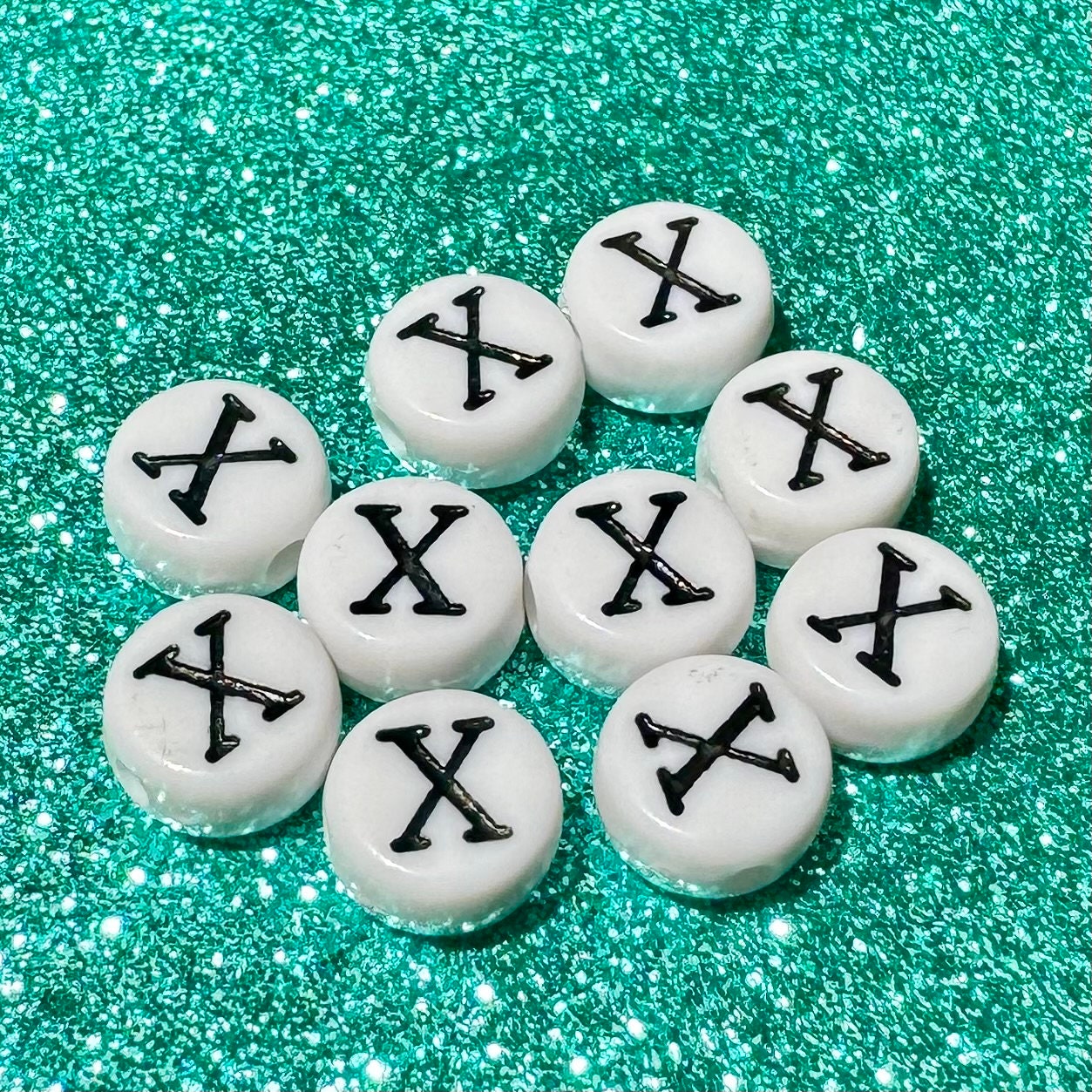 Chi - Greek Letter Beads: 7mm White Acrylic, DIY Sorority Bracelet, 100 pc