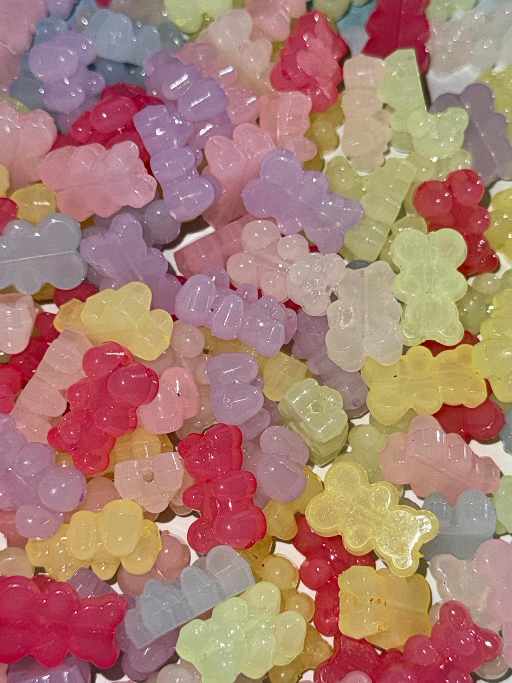 Milky Gummy Teddy Bear Beads, 20 piece set, 18.5mm, Acrylic