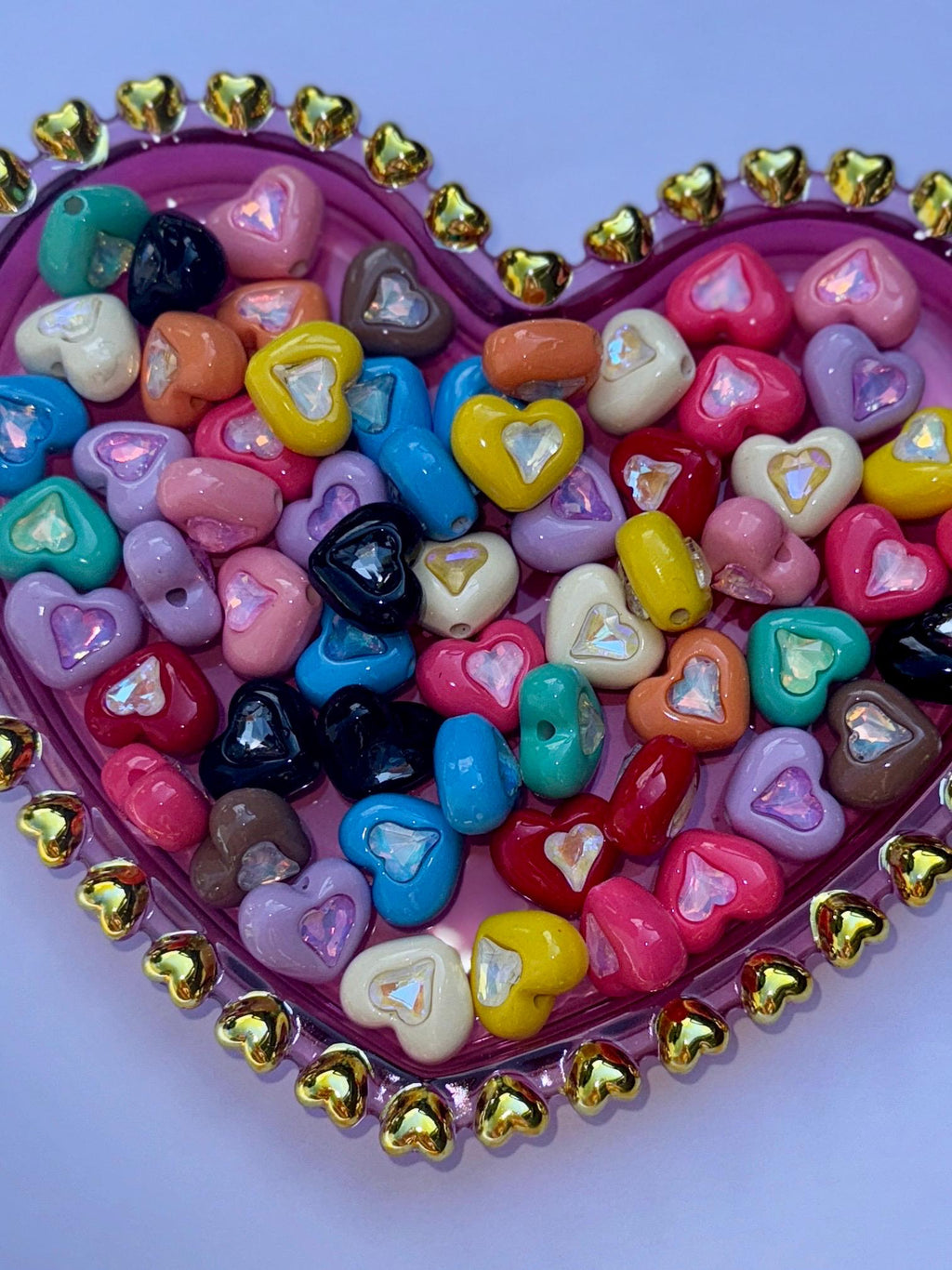 Rhinestone Heart Beads, 15.5mm, Hole: 3mm, 10 pieces