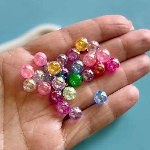100 pcs 8mm Mixed AB Spacer Round Beads, Hole: 2mm
