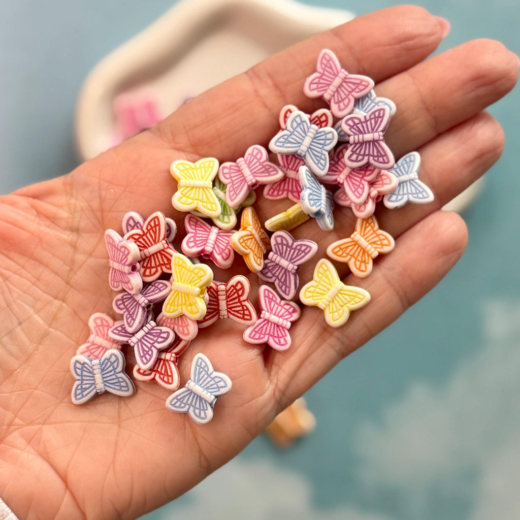 13.5mm Butterfly Beads, Acrylic, 100 pcs