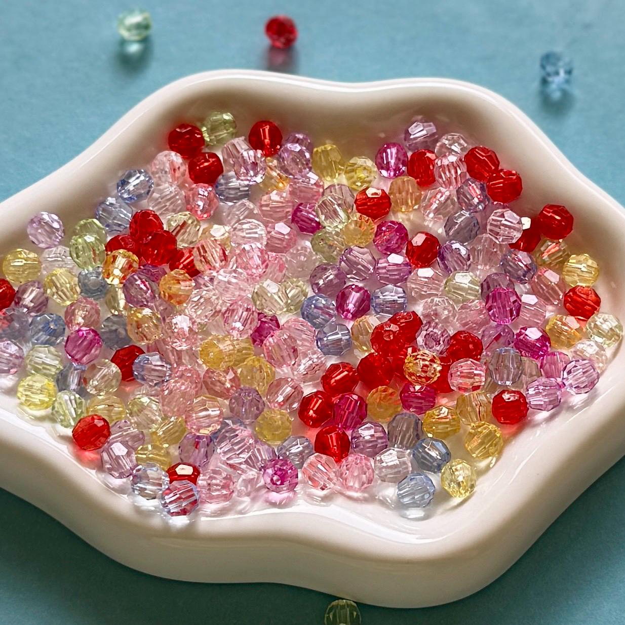 100 pcs 6mm Mixed Faceted Spacer Beads