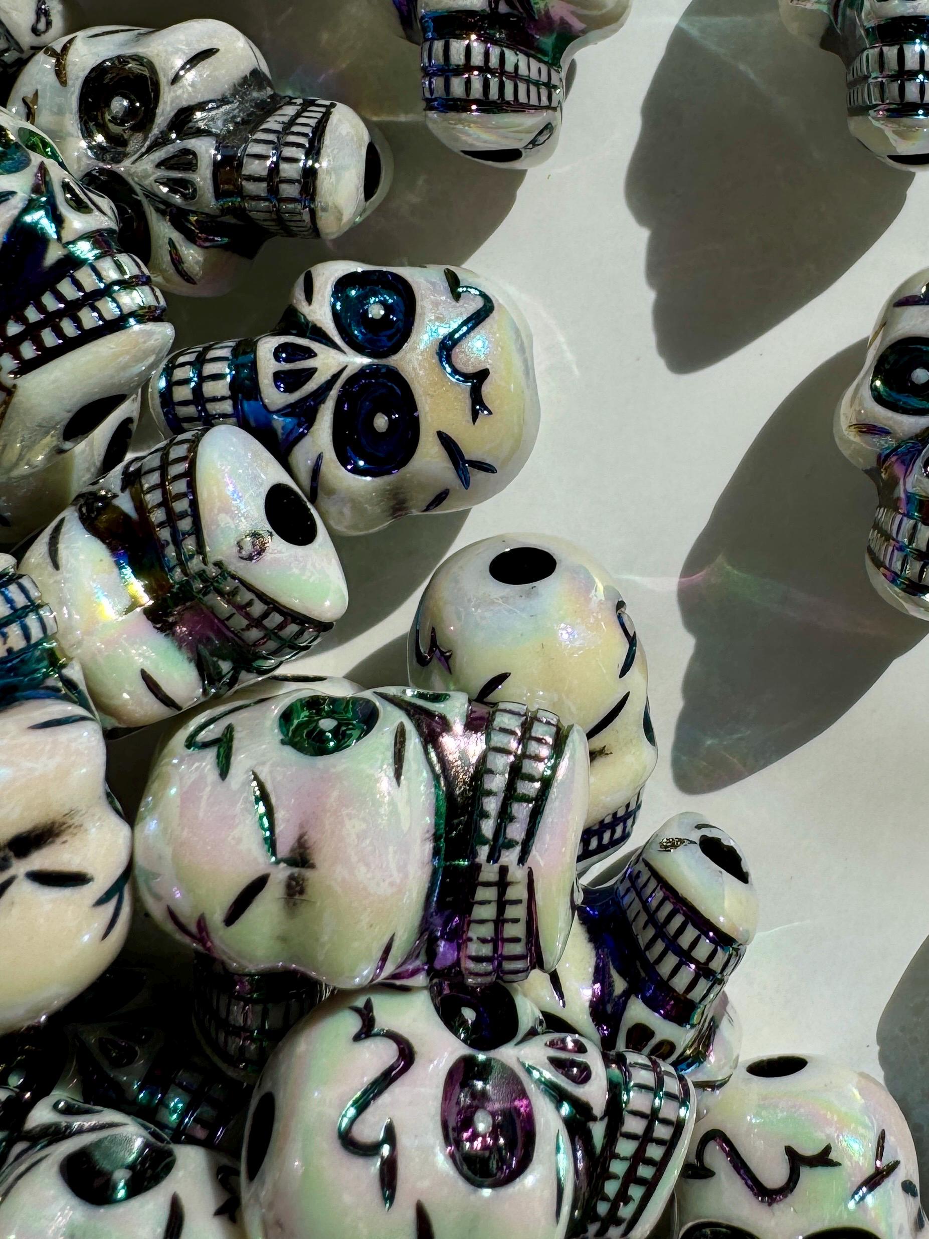 10 Pieces 23mm Skull Beads, Hole: 3.8mm for Spooky Rave DIY Jewelry