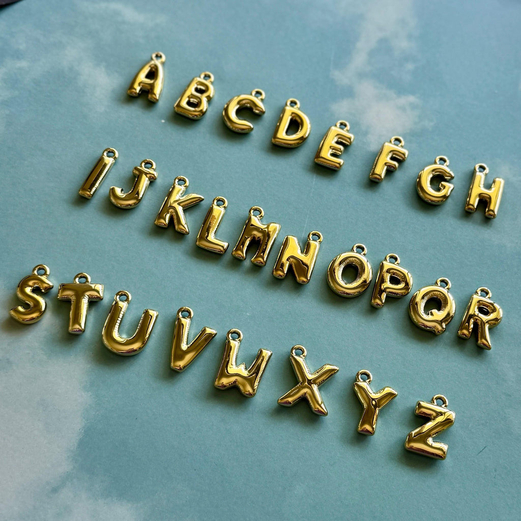Custom Initial Keychain, Gold, Acrylic, Chunky Bubble Letters for Purse & Bag Charms