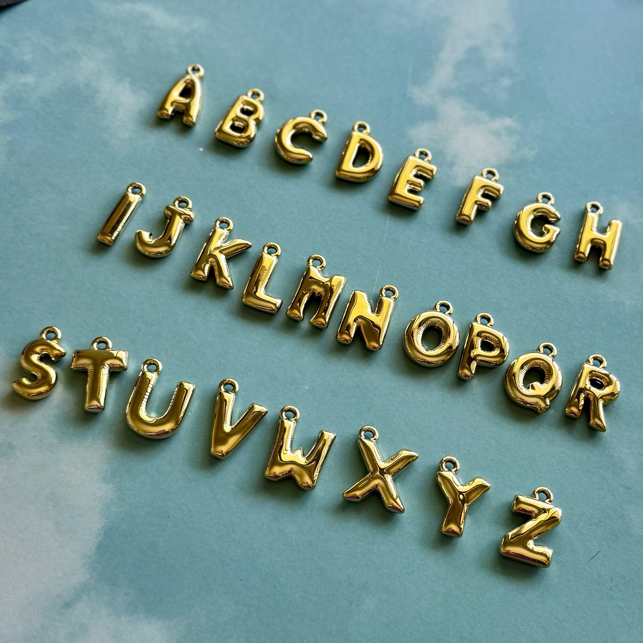 Custom Initial Keychain, Gold, Acrylic, Chunky Bubble Letters for Purse & Bag Charms