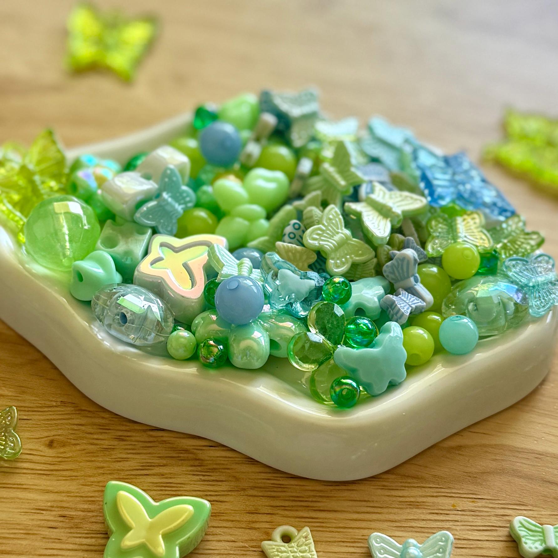 Butterfly Bead and Charm Mix, Acrylic, Pastel Y2K Bead Set, 100 pcs