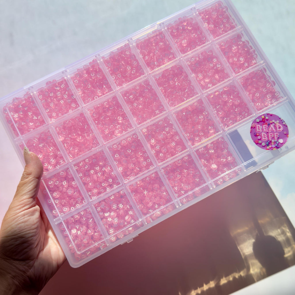 Pink Alphabet Bead Kit (2600 pc): Acrylic Letter Beads for Kandi & Friendship Bracelets