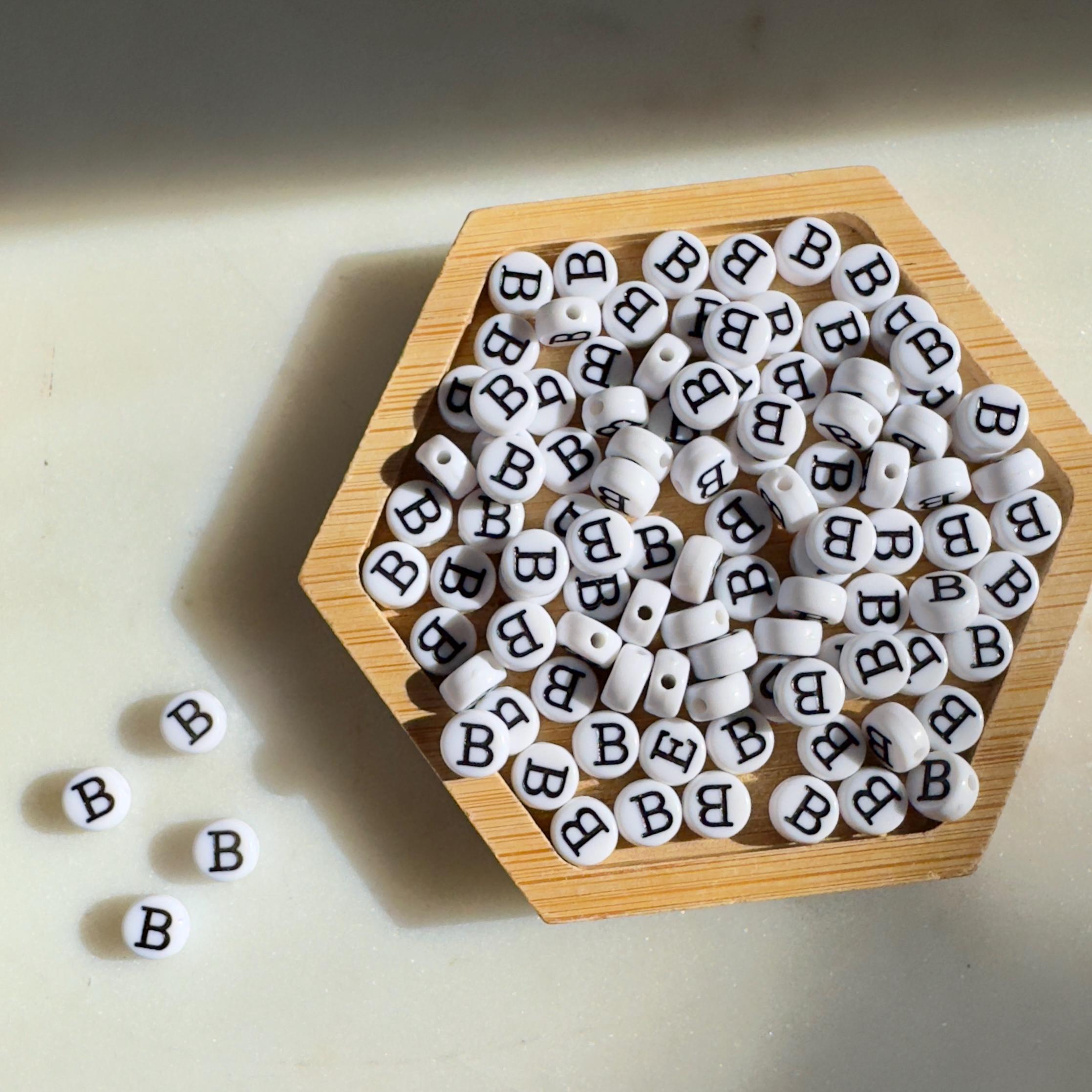 100 Greek Letter Beads: Beta 'B' Acrylic Coin Beads (7mm)