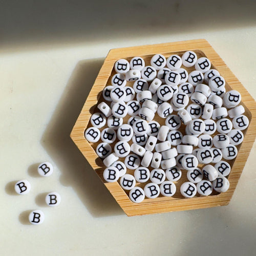 100 Greek Letter Beads: Beta 'B' Acrylic Coin Beads (7mm)