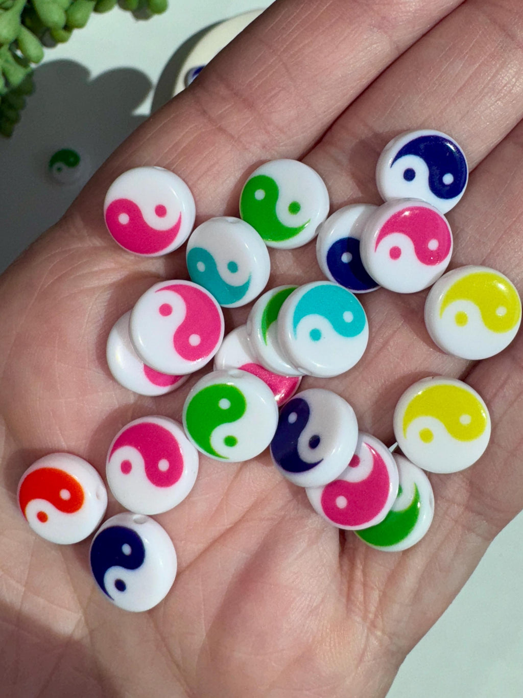 10mm Yin Yang Beads - Colorful Round Acrylic Beads for Jewelry Making, Arts & Crafts. 20 pcs