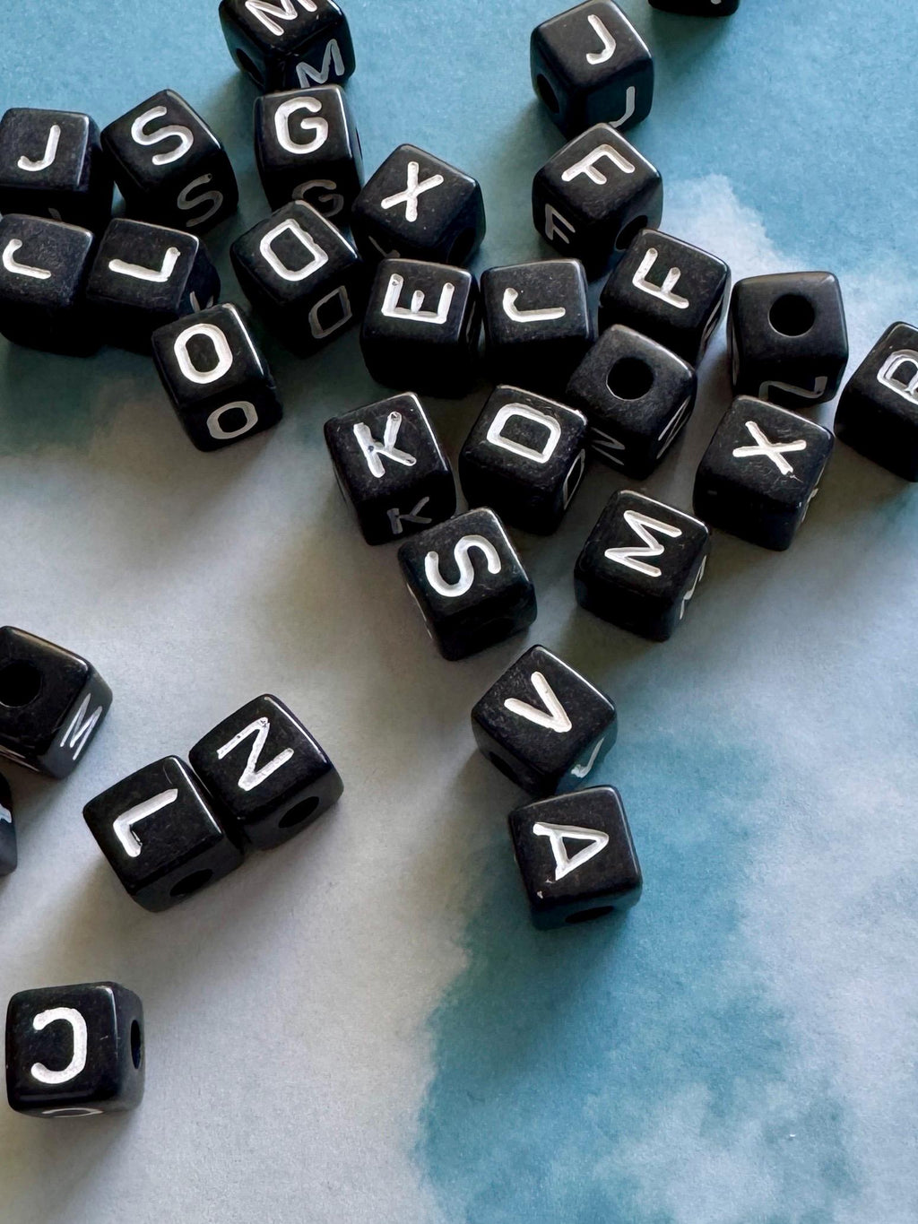 Chunky Black & White Letter Beads for Kandi, DIY Keychains, Crafting, 10mm, 4mm hole
