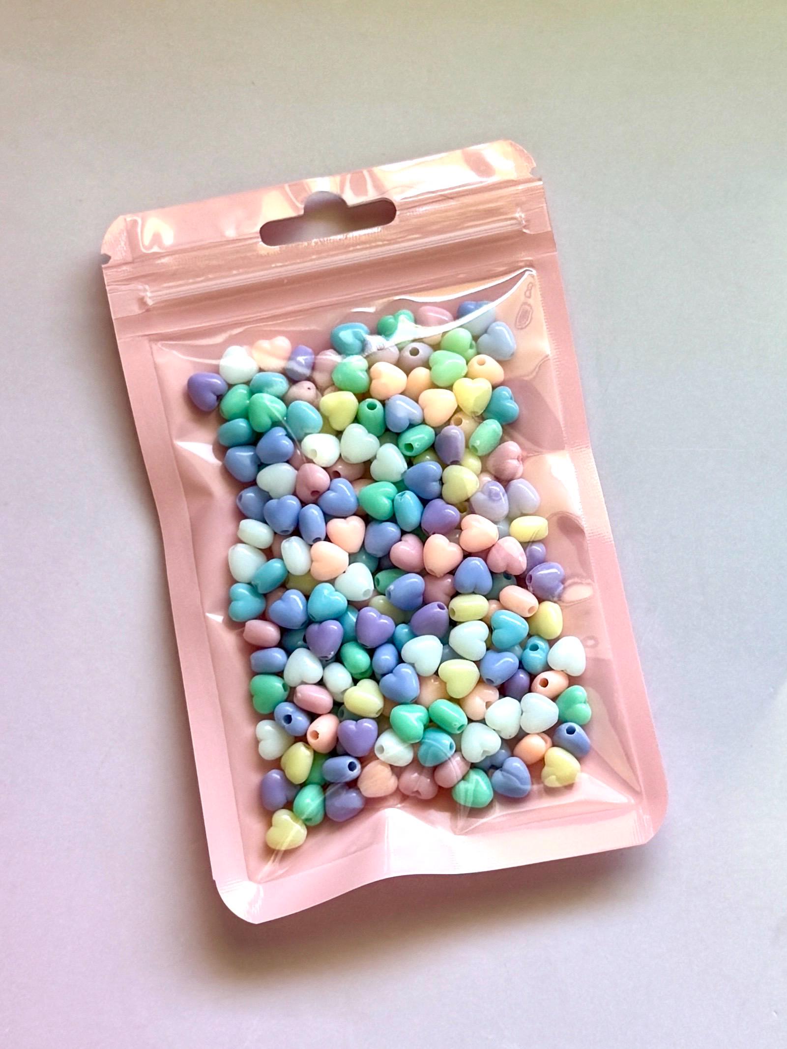 Tiny Pastel Heart Beads, Acrylic, 7mm, Hole: 2mm, 100 pieces