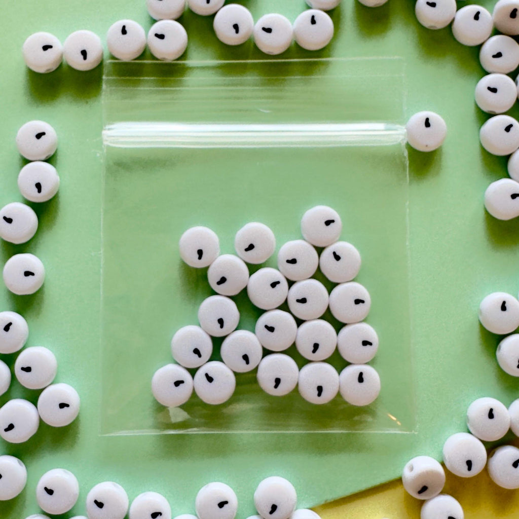 Comma Punctuation Beads: White Acrylic DIY Jewelry (7x4mm)