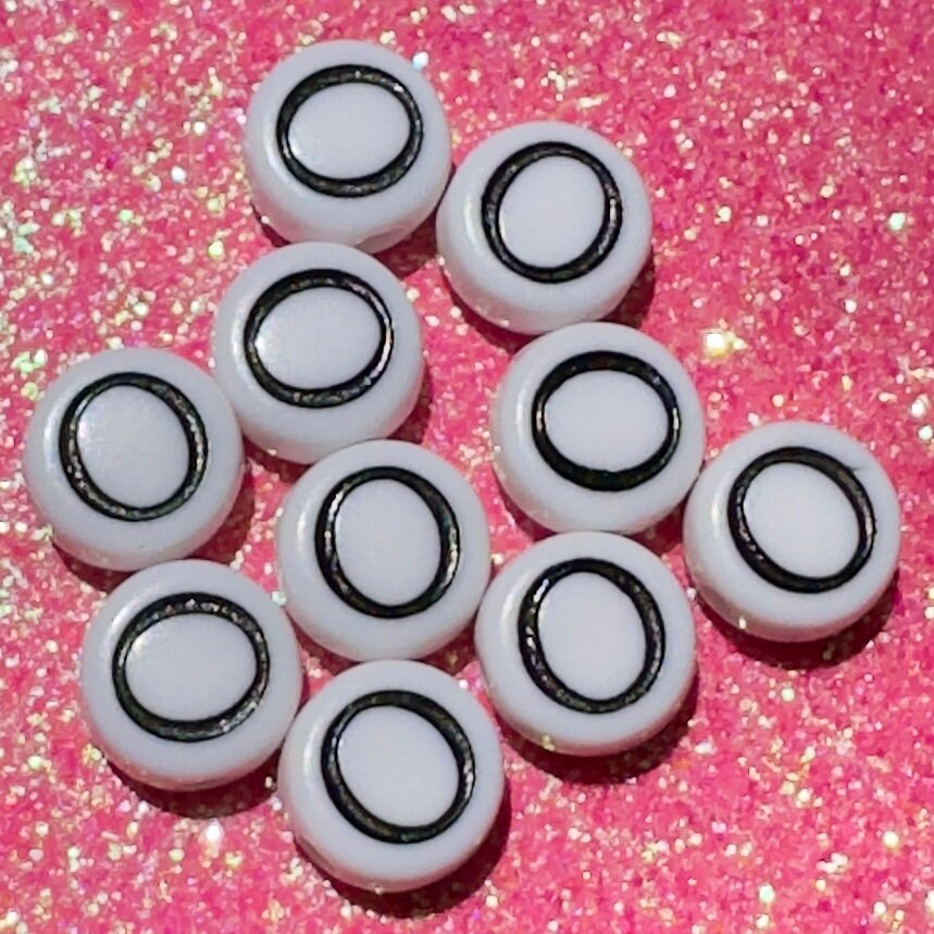 Omega - Greek Letter Beads - White & Black, Acrylic, 7mm, 100 pc