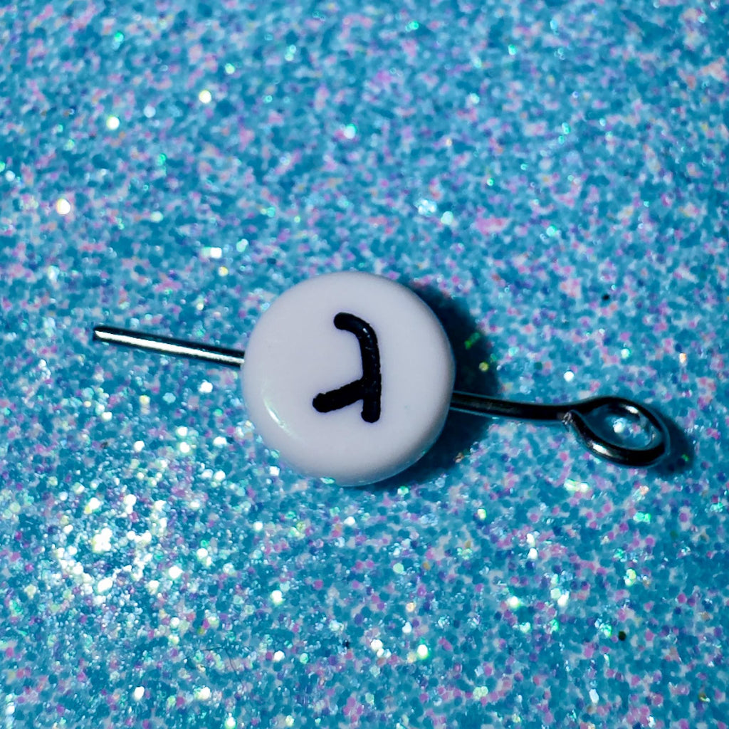 Hebrew Letter Beads, White Acrylic, Black Writing, Full Aleph-Bet, 5 Sets (135 pcs), 7x4mm Hole: 1mm